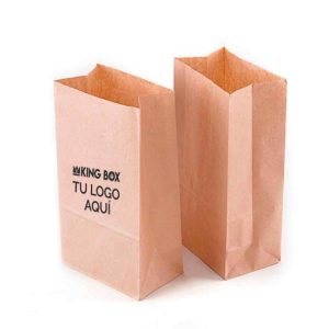 100 Bolsa de papel kraft con asa 14 cm con impresión - KingBox