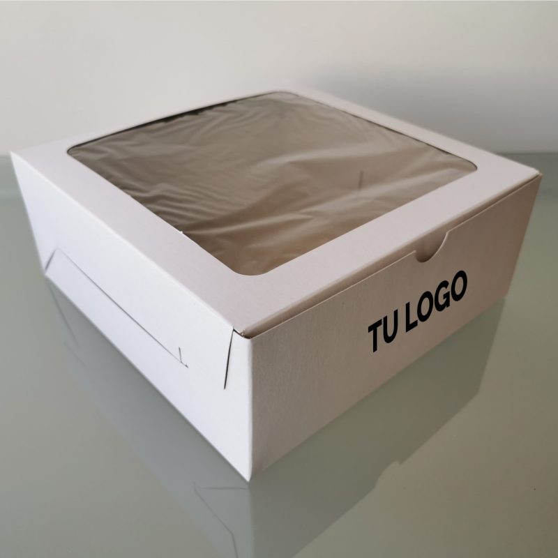 100 Cajas Caple con ventana 20x20x8 cm con impresión